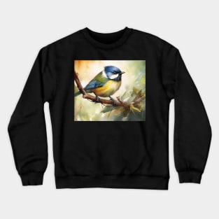 Watercolour bird on a branch Crewneck Sweatshirt